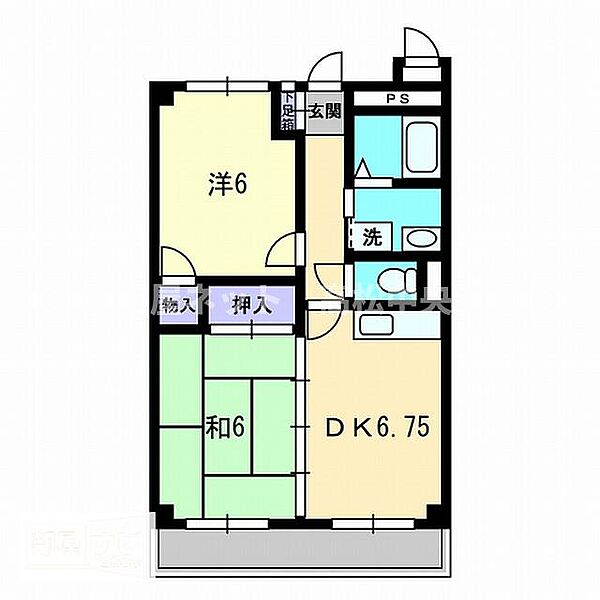 メゾンド屋島I 203｜香川県高松市屋島西町(賃貸マンション2DK・2階・44.72㎡)の写真 その2