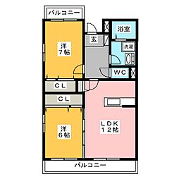 アビタシオンA 2LDKの間取図画像