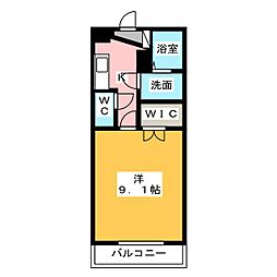 チェスターコート 1Kの間取図画像