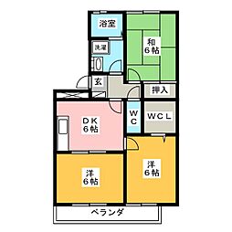 レジデンスKise 3DKの間取図画像