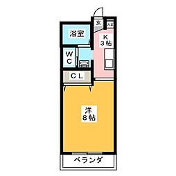 セジュールアイピー 1Kの間取図画像