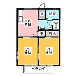 クレール中丸 2DKの間取図画像