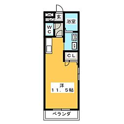 アルコバレーノ2 ワンルームの間取図画像