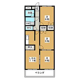 FLATs西柏谷 3LDKの間取図画像