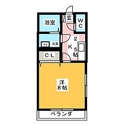 マリエマナ 1Kの間取図画像