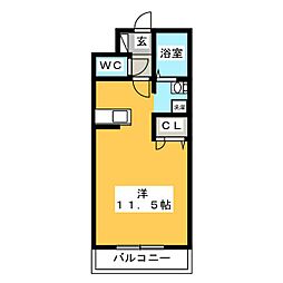 エルフィネス三島 ワンルームの間取図画像