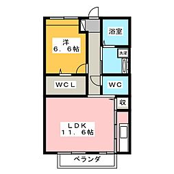ノアAPT 1LDKの間取図画像
