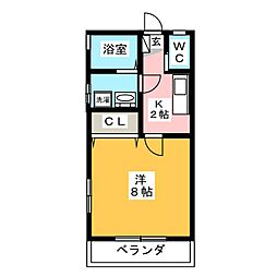 フォンテーヌ 1Kの間取図画像