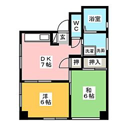 コンフォート新宿 2DKの間取図画像