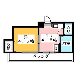 ウエルズ平松ビル 1DKの間取図画像