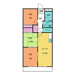 ドミールＫ 壱番館 2階3LDKの間取り