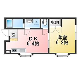 ガルダイヤ 1DKの間取図画像