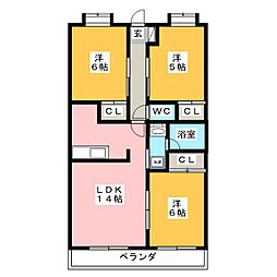 クレアール 3LDKの間取図画像