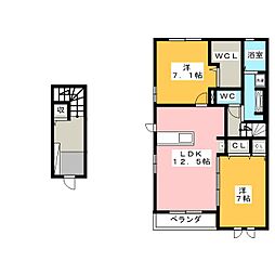 ラフィーネヴィーヴル1 2LDKの間取図画像