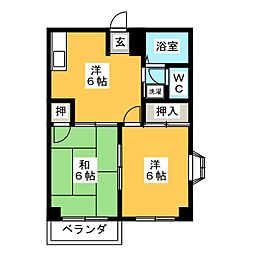 東府屋ハイツ 2DKの間取図画像