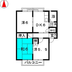 サンビレッジ南一色A 3DKの間取図画像