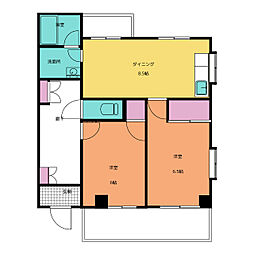ハイツ御幸 2DKの間取図画像