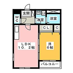 カーサクルーセ 1LDKの間取図画像