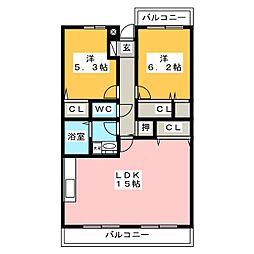 パーシモン・スクエア 2LDKの間取図画像