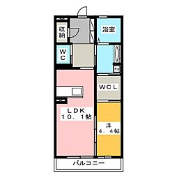 KMT沙稀 1LDKの間取図画像