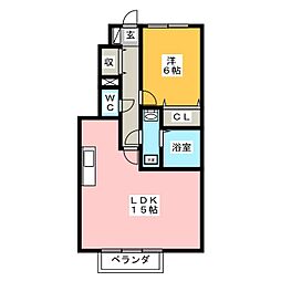 ニューエクセル 1LDKの間取図画像