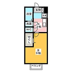 グランセジュール 1Kの間取図画像