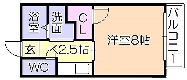 福岡県久留米市篠山町(賃貸アパート1K・1階・26.50㎡)の写真 その2