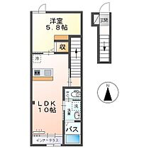 福岡県久留米市津福今町679-12（賃貸アパート1LDK・2階・42.38㎡） その2