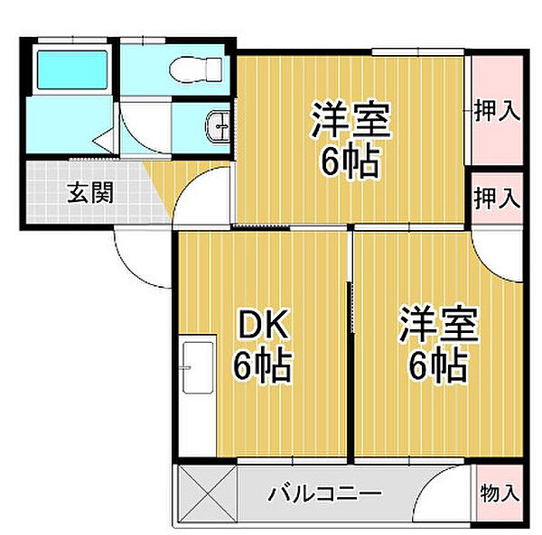 コーポ土居ノ内 2〇｜福岡県久留米市合川町(賃貸アパート2DK・2階・40.00㎡)の写真 その2