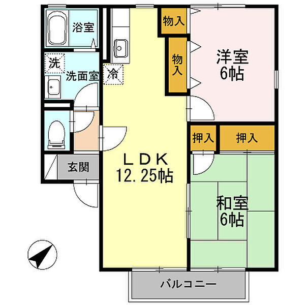 福岡県久留米市東櫛原町(賃貸アパート2LDK・1階・55.42㎡)の写真 その2