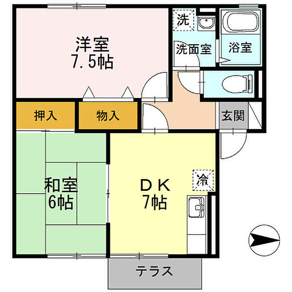 アネックスM 102｜福岡県うきは市浮羽町東隈上(賃貸アパート2DK・1階・48.53㎡)の写真 その2