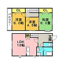 メゾネット西小森野  ｜ 福岡県久留米市小森野2丁目14-12（賃貸アパート3LDK・1階・74.52㎡） その2