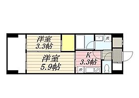 福岡県久留米市六ツ門町2-29（賃貸マンション2K・10階・38.08㎡） その2