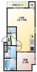 THENOBLES諏訪野町I 2階1LDKの間取り