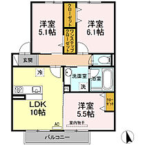 D-ROOM江戸屋敷 202 ｜ 福岡県久留米市江戸屋敷2丁目7-3-2（賃貸アパート3LDK・2階・62.09㎡） その2