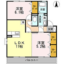 アネックスMII D210 ｜ 福岡県うきは市浮羽町朝田160-3（賃貸アパート2LDK・2階・55.10㎡） その2