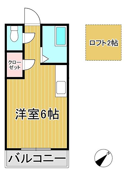 福岡県久留米市野中町(賃貸アパート1R・2階・20.00㎡)の写真 その2