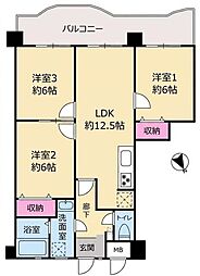 ライオンズマンション三原第2 3LDKの間取図画像