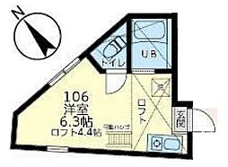 ユナイト田浦ブレストン ワンルームの間取図画像