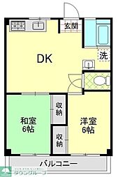 JR京浜東北・根岸線 新杉田駅 徒歩1分の賃貸マンション 5階2DKの間取り