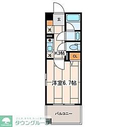 ライムレジデンス汐入 5階1Kの間取り