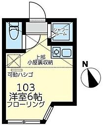京急本線 安針塚駅 徒歩3分の賃貸アパート 2階ワンルームの間取り