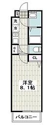 京急本線 杉田駅 徒歩3分の賃貸マンション 2階1Kの間取り