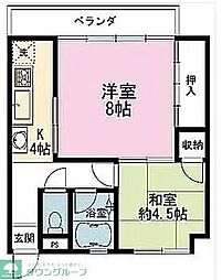 ニュー潮見台マンション 2DKの間取図画像