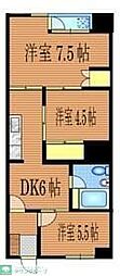 逗子緑ヶ丘ハイツ 3DKの間取図画像
