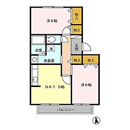 シャルマン八千代 2DKの間取図画像