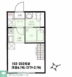 ハーミットクラブハウス石川町KANAテラス2 ワンルームの間取図画像