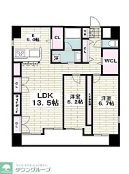 元町田澤リベラビル 2LDKの間取図画像