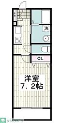 フルール山手2 1Kの間取図画像