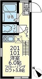 ユナイト衣笠アンシュレッタの杜 ワンルームの間取図画像